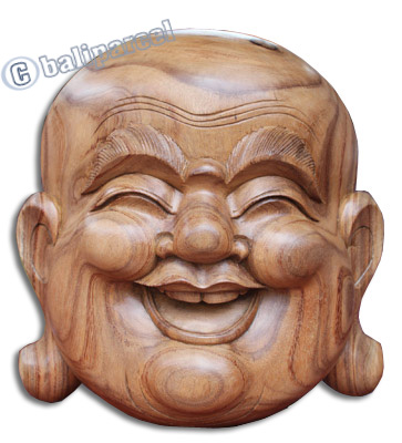 Happy Buddha Mask, Hand Carved From Suar Wood