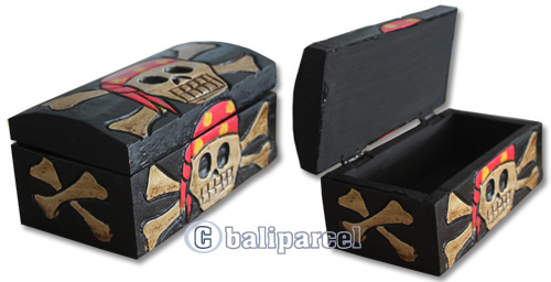 Box Skull, Handmade From Albesia Wood