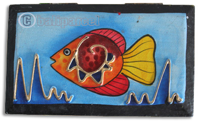 Wooden Box With Painted, Hand Carved From Albesia Wood