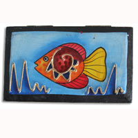 Wooden Box With Painted, Hand Carved From Albesia Wood