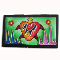 Wooden Box With Painted, Hand Carved From Albesia Wood
