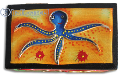 Wooden Box With Painted, Hand Carved From Albesia Wood