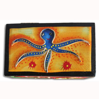 Wooden Box With Painted, Hand Carved From Albesia Wood