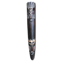 Wooden Mask With Mosaic, Hand Carved From Albesia Wood