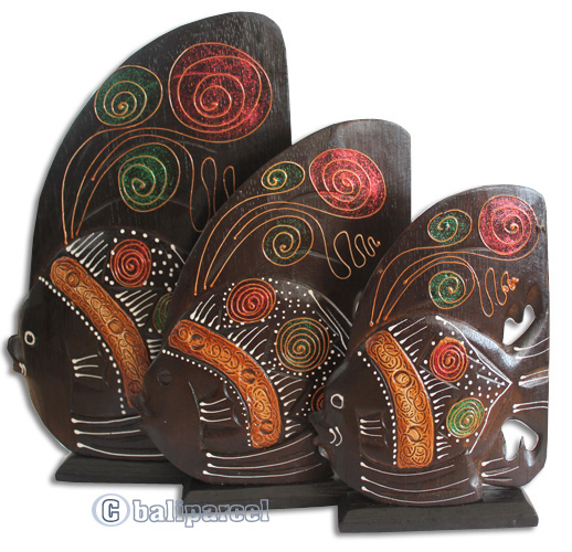 Wooden Tropical Fish, Handcarved From Albesia Wood
