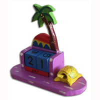 Wooden Calendar With Hawaii, Hadmade From Albesia Wood