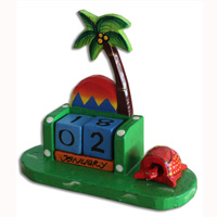 Wooden Calendar With Hawaii, Hadmade From Albesia Wood
