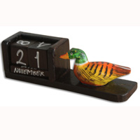 Wooden Calendar With Duck, Hadmade From Albesia Wood
