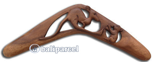 Aboriginal Carved Boomerang, Hand Carved From Suar Wood