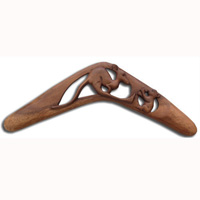 Aboriginal Carved Boomerang, Hand Carved From Suar Wood