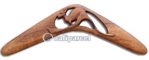 Aboriginal Carved Boomerang, Hand Carved From Suar Wood