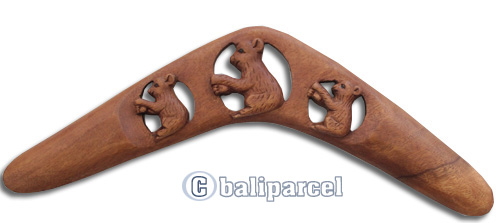 Aboriginal Dot Art Carved Boomerang, Hand Carved From Suar Wood
