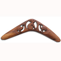 Aboriginal Dot Art Carved Boomerang, Hand Carved From Suar Wood