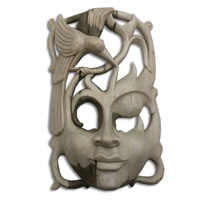 Wooden Mask Carving, Hand Carved From Waru Wood