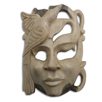 Wooden Mask Carving, Hand Carved From Waru Wood