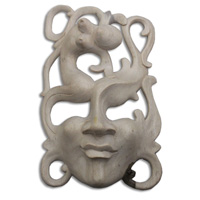 Wooden Mask Carving, Hand Carved From Waru Wood