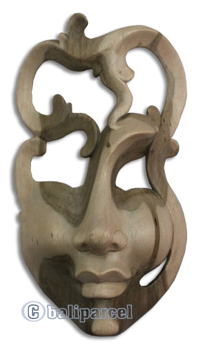 Wooden Mask Carving, Hand Carved From Waru Wood