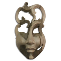 Wooden Mask Carving, Hand Carved From Waru Wood