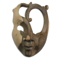 Wooden Mask Carving, Hand Carved From Waru Wood