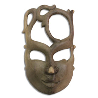 Wooden Mask Carving, Hand Carved From Waru Wood