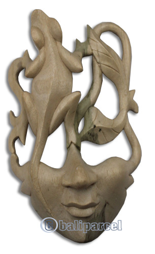 Wooden Mask Carving, Hand Carved From Waru Wood
