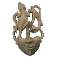Wooden Mask Carving, Hand Carved From Waru Wood