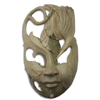 Wooden Mask Carving, Hand Carved From Waru Wood