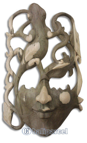 Wooden Mask Carving, Hand Carved From Waru Wood