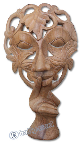 Wooden Mask Carving, Hand Carved From Suar Wood
