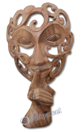 Wooden Mask Carving, Hand Carved From Suar Wood