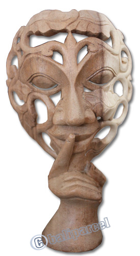 Wooden Mask Carving, Hand Carved From Suar Wood