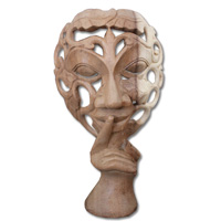 Wooden Mask Carving, Hand Carved From Suar Wood