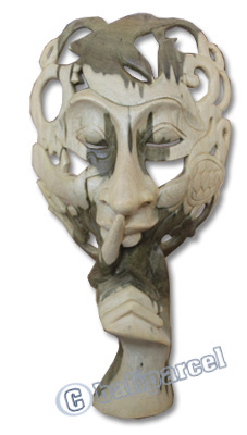 Wooden Mask Carving, Hand Carved From Waru Wood