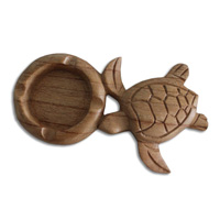 Wooden Astrays Turtle, Hand Carved From Hibiscus Wood Natural Polished
