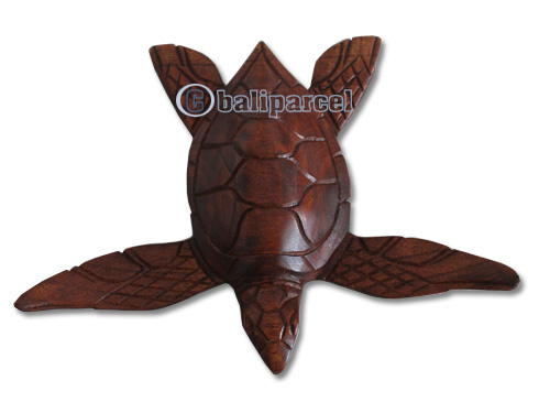 Wooden Turtle, Hand Carved From Hibiscus Wood With Brown Polished