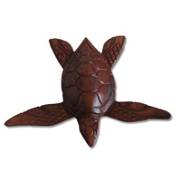 Wooden Turtle, Hand Carved From Hibiscus Wood With Brown Polished