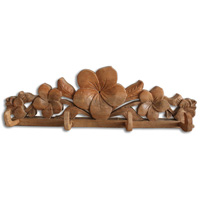 Wooden Wallhanging, Hanger, Made From Suar Wood Natural Polished