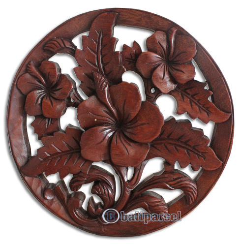 Wooden Cambodia Wallhanging, Hand Carved From Suar Wood With Brown Polished