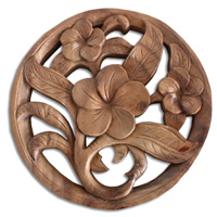 Wooden Cambodia Wallhanging, Hand Carved From Suar Wood With Natural Polished