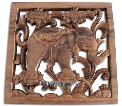 Wooden Wallhanging,Elephant Made From Suar Wood With Natural Polished