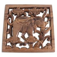 Wooden Wallhanging,Elephant Made From Suar Wood With Natural Polished