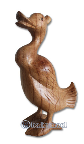 Wooden Duck Hand Carved From Hibiscus Wood With Natural Polished