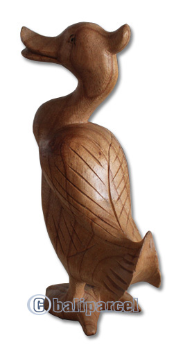 Wooden Duck Hand Carved From Hibiscus Wood With Natural Polished