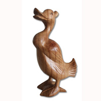 Wooden Duck Hand Carved From Hibiscus Wood With Natural Polished