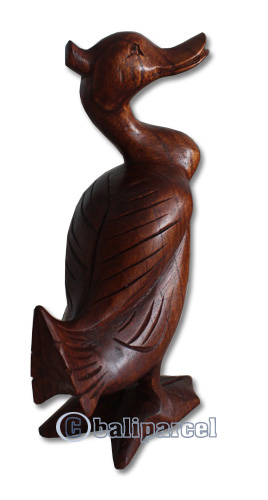 Wooden Duck Hand Carved From Hibiscus Wood With Brown Polished