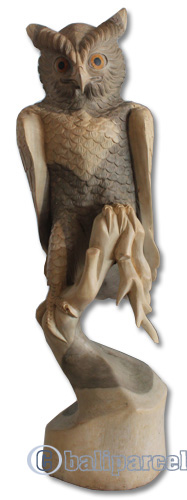 Wooden Owl, Hand Carved From Waru Wood