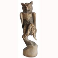 Wooden Owl, Hand Carved From Waru Wood