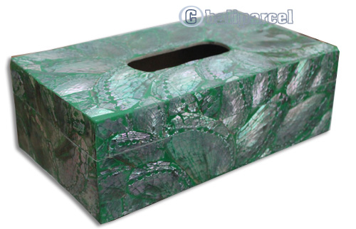 Tissue Holder, Handmade From Shell With Resin