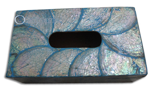 Tissue Holder, Handmade From Shell With Resin