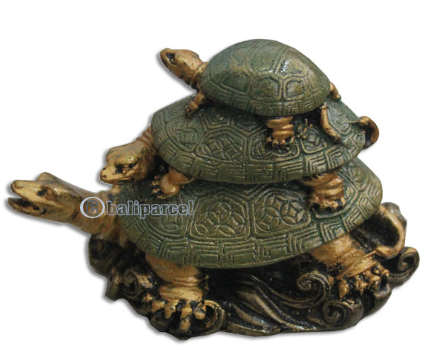 Wooden 3 Turtle With Painted, Handcarved From Albesia Wood